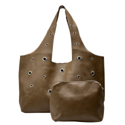 Handtas Kunstleder taupe – Trendy Shopper Groothandel B2B 2